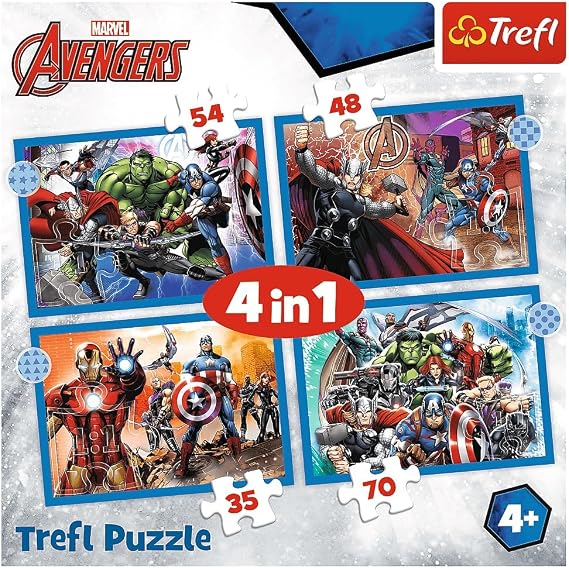 Trefl Puzzles - "4'ü 1 Arada" - Cesur Yenilmezler/Disney Marvel Yenilmezler