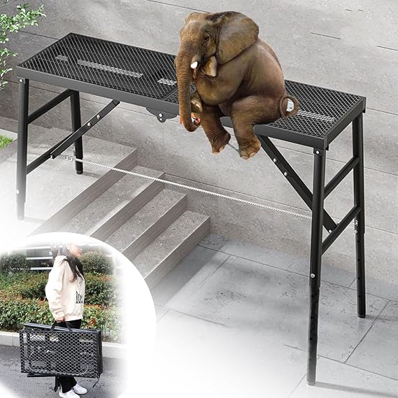 Multipurpose Folding Work Platform, Step Ladders Multipurpose Folding Work Platform Scaffold Tower Stool Bench Adjustable Height, 800 Lbs Maximum Load,120 * 30cm