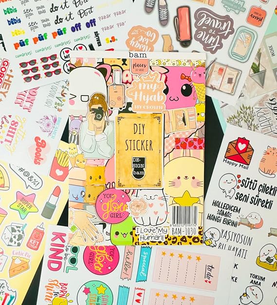 giftmoda My DIY Sticker Book 24 * 17 cm 16 Sayfa Özel Tasarım Rengarenk Sticker Kitabı