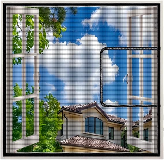 Fly Screen Window Custom Size Window Net, Mesh Protects Against Flies Mosquitoes Insect, Self-Adhesive Cat Proof Screen,Insect Mesh Bug Net, Two-Way Double-Sided Zip, Easy Installation