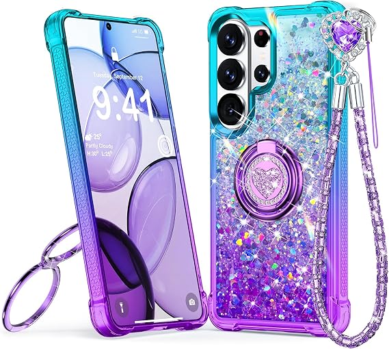 Silverback Glitter Liquid Case for Samsung Galaxy S26 Ultra with Stand.