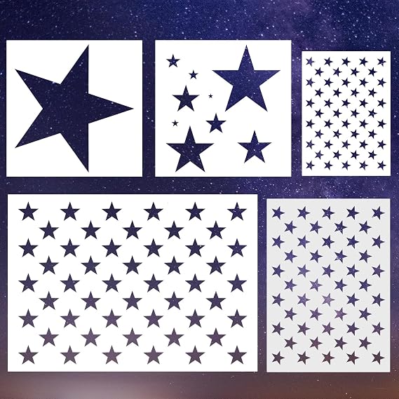 Star Stencils for Painting Reusable Wall Stencil for Crafts Leaf Stencils Templates for DIY Home Decor Art Projects,5PCS