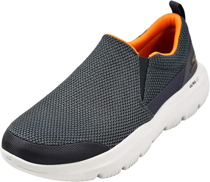 Skechers Men's Go Walk Evolution Ultra-Impeccable Sneaker, Charcoal/Orange, 8 Wide