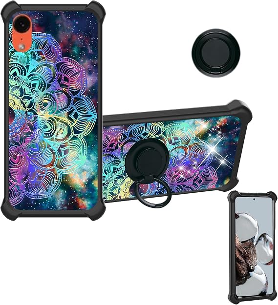 Aroepurt Case Compatible for Cmf Phone 1 Phone Case Cover [with Tempered Glass Screen Protector][Hard PC + Soft Silicone][Ring Support] [Colorful Reflect Light] IMDH-HTT