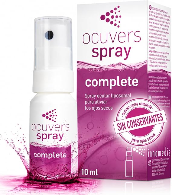 Ocuvers Complete Eye Spray with 0.3% Hyaluronic Acid, Liposomes, Aloe Vera, Vitamin B5 and Vitamin E - Dry Eye Spray - The Alternative to Eye Drops, 10ml