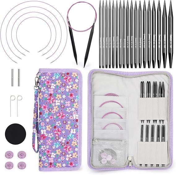 Coopay Interchangeable Circular Knitting Needles Set, 9 Pairs Round Needles
