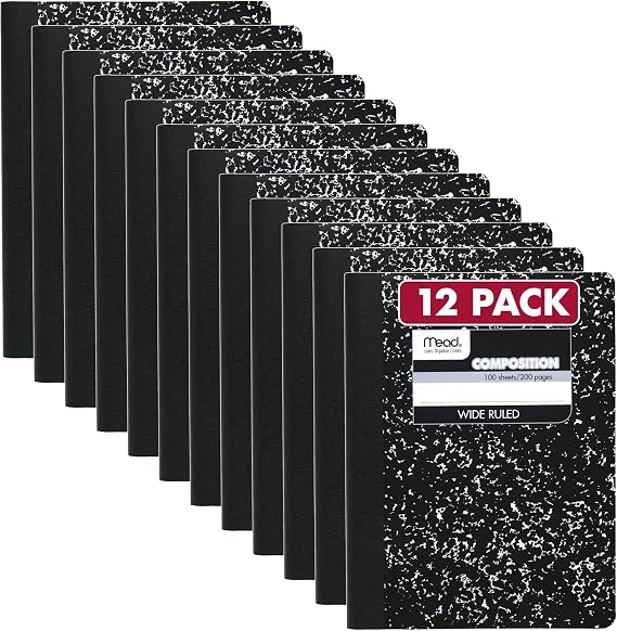 Black Marble kompozisyonu kitap, Wide Rule, 9 – 3/4 x 7 – 1/2, 100 sheets