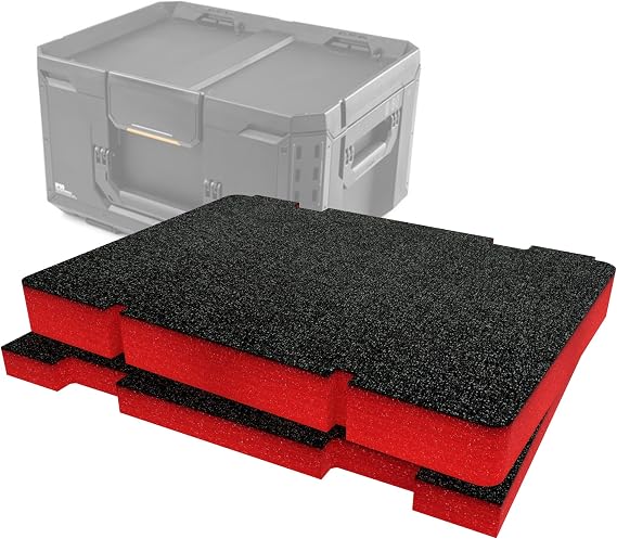 Shadow Foam Insert Pack Compatible with Toughbuilt® StackTech Large Tool Box | Cut and Peel Foam for Toolbox Organisation, Kaizen, 5S (Red, 50mm)