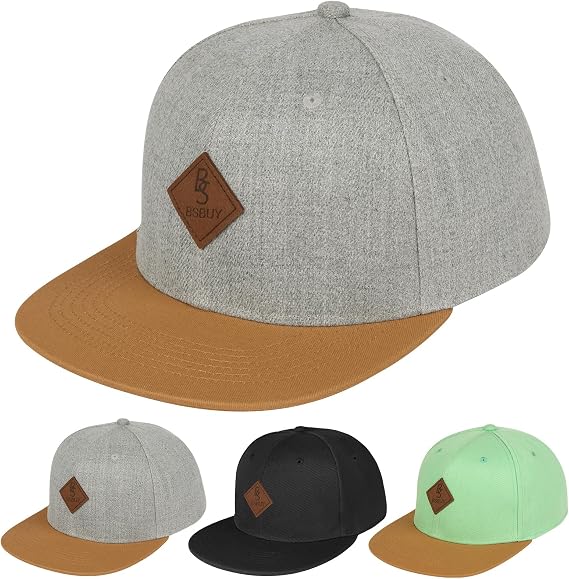 Baseball Cap for Men Flat Brim Kappe Cap, Classic Plain Baseball Hats Flat Peak Snapback Hat Cap Hip Hop Style, Adjustable Sports Casual Cap Breathable Summer Sun Visor Hat for Outdoor