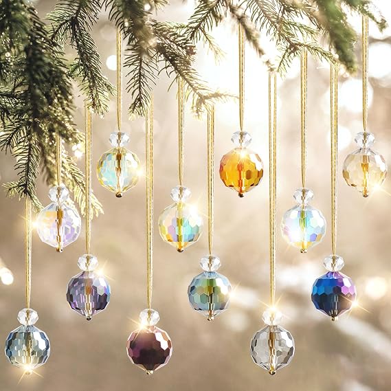 12PCS Christmas Tree Decorations 22mm Crystal Ball Hanging Ornaments Bauble