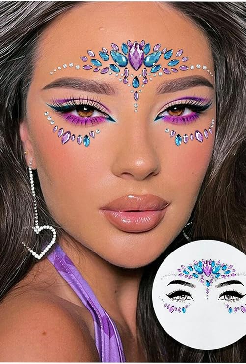 BearPear Mermaid Kendinden Yapışkanlı Kristal Yüz Taşı Renkli Face Sticker