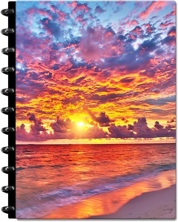 Customizable Planner - 8.5x11 Inch Hardcover - Discbound Daily Weekly Monthly Disc Planner - Undated - 1DSC - Warm Sunset