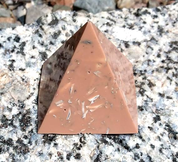 Pyramid Orgone Generator, Orgonite Energy Accumulator Tower Buster, EMF Protection (Tan)