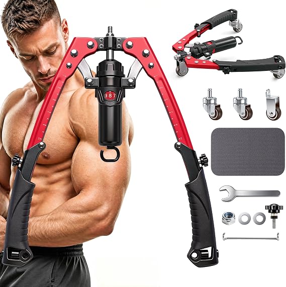 3 in 1 Twister Arm Exerciser, Hydraulic Power Chest Workout Equipment with Ab Roller Wheel, 22-440lbs Adjustable Power Twister Chest Exerciser for Men Women, Upper Body Exercise Equipment for Arm