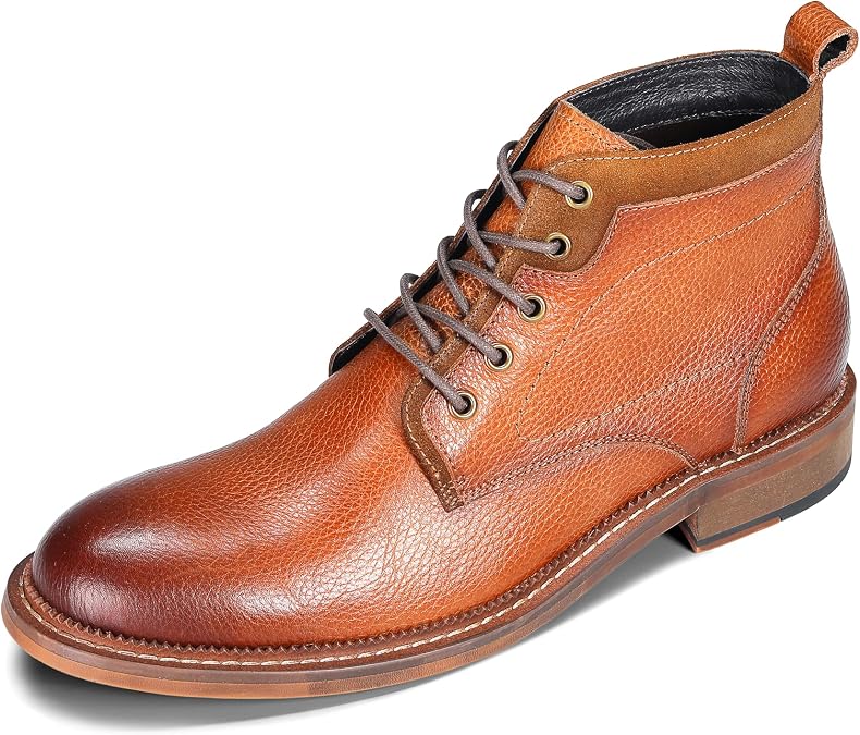 Allthemen Men's Leather Lace-Up Ankle Boots Business Classic Shoes Boots High Top