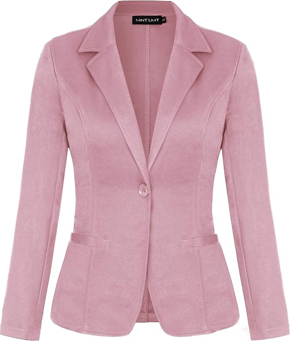 Womens Blazer Suit One Button Jacket Blazers Notched Lapel Workwear Elegant Slim Fit Long Sleeve