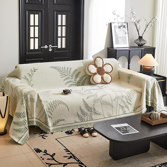 Chenille Blanket Reversible Throw for Sofas Thick Warm Soft Blanket for Bed Settees Armchairs, Fit All Season 180 * 180cm-Green