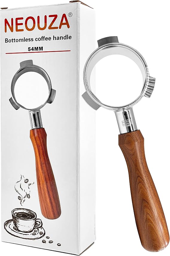 NEOUZA Espresso Bottomless Portafilter Compatible for Breville Sage 870/875/878/880 Coffee Machine, 54mm Replacement Three Ear Handle,Food 304 Stainless Steel,Basket not included