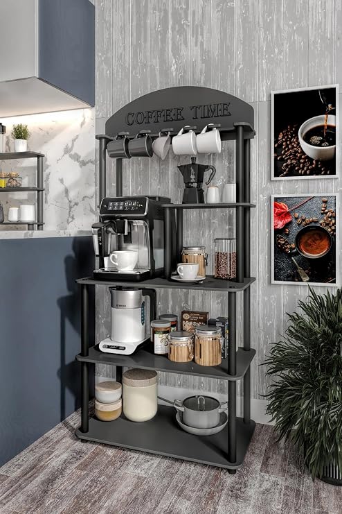 offee Time Kahve Köşesi Dolabı Madran – Çok Amaçlı Coffee Bar Cabinet, Raflı ve Çekmeceli Kahve Dolabı, Kahve Makinesi Standı, Mutfak & Ofis Depolama Ünitesi (Siyah)