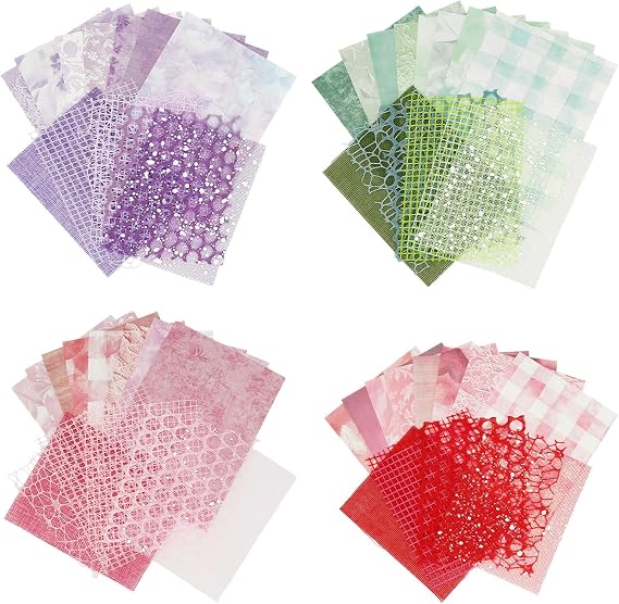 60 Sheets Scrapbook Paper, Lace Mesh Handmade Textured Paper, Decorative Mesh Fabric Papers, for Journaling Card Making Supplies, Gift Wrap Decoration, DIY