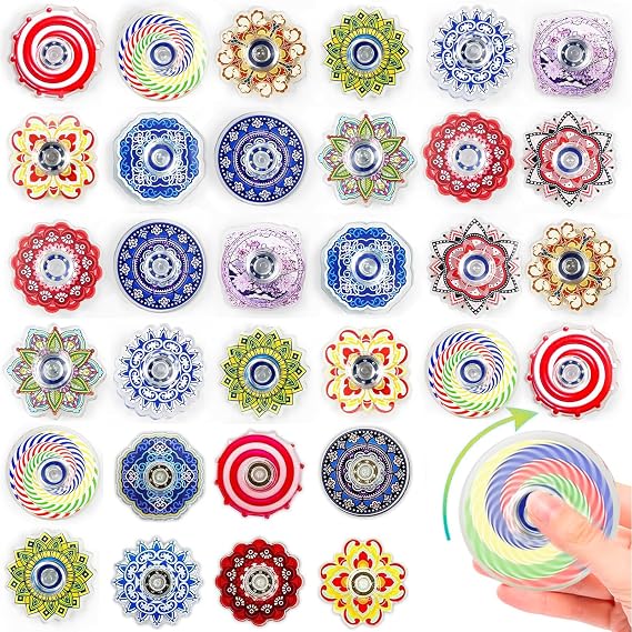 20 Pack Mini Fidget Spinner Toys, for 8-12 3-5 Party Favors Supplies, Desk School Toy Anxiety Relief, Treasure Box for Classroom Prizes, Halloween Treats Toys Bulk (Random)