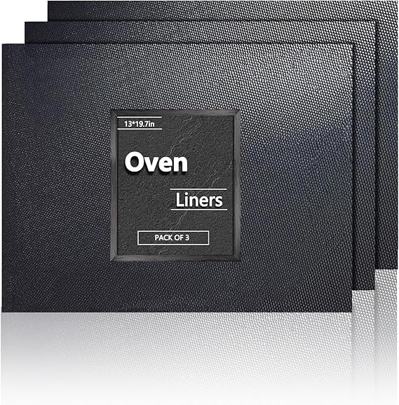 3Pcs Large Oven Liner, 50cmx33cm,Oven Liners for Fan Assisted Oven | Non Stick BBQ Mats for Gas Grill, Baking Mat, Easy to Clean, Reusable, Convenient Baking, Protect Bottom of Oven