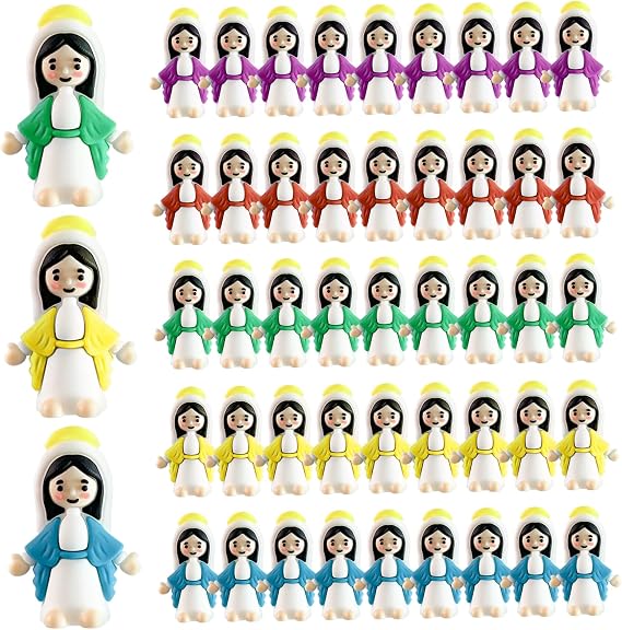 Tiny Jesus Figures 50 Pack, Mini Jesus Figurines Soft Rubber Religious Decorations for Easter and Christian Celebrations