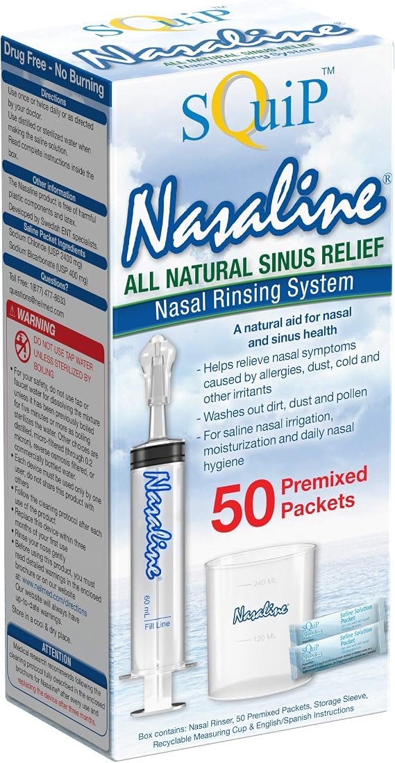 Nasal Rinsing System (Irrigator, 50 Packets & Cup) by Nasaline by Nasaline