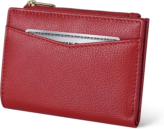 RFID Small Leather Wallet for Women - Bifold Coin Purse Card ID Holder