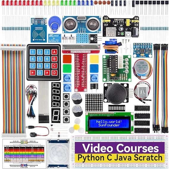 SunFounder Raspberry Pi Starter Kit, 300 Components Compatible with Raspberry Pi 4B/3B+/3B/Zero 2W, Compatible with Python C, Learning Electronics and Programming for Beginners