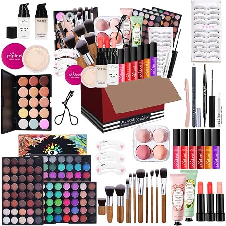 FantasyDay Multifunctional Exquisite Makeup Gift Set Cosmetic Makeup Kit for Face Eyes and Lips - Makeup Palettes Vanity Case with Eyeshadow Palette Lipstick Blush Mascara Brush