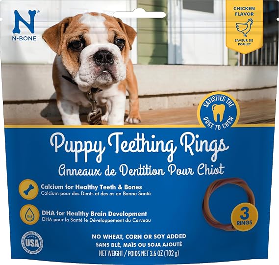 N-Bone 102g Puppy Teething Toys - Puppy Chew Ring - Chicken Flavor, 3 Count
