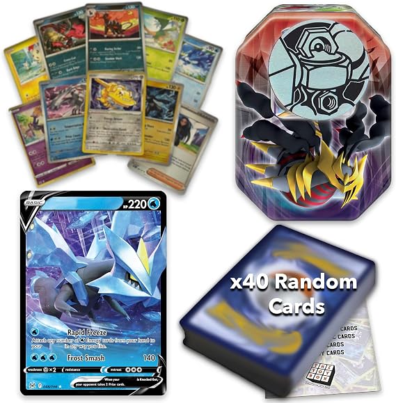 Ultimate Shiny Tin Bundle - 50 Random Cards  10 Holos + 1 Rare Shiny Card + 1 Coin Plus The Toy Box Card