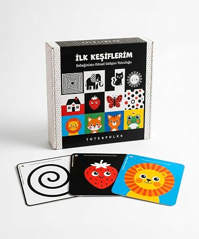 İlk Keşiflerim Görsel Gelişim Rehberi | 3 Dönem Bebek Zeka Kartları + Montessori Mobil | 0-12 Ay | Bebek Zeka Kartı | Tummy Time