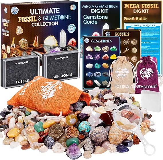 Science Kidz Ultimate Rock Collection Kit - Over 150 Gemstones & Fossils