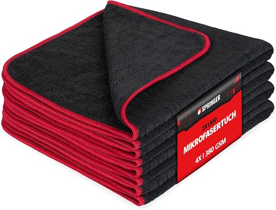 Springer ZX1300 4 x Microfibre Car Cloth 40 x 40 cm, 380 gsm