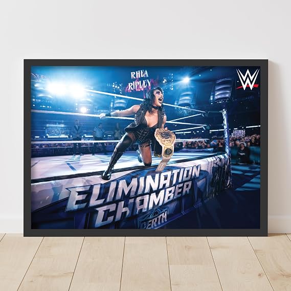 Themed WWE Print - Elimination Chamber Rhea Ripley Win Poster Wall Art (21cm x 29.7cm - A4)