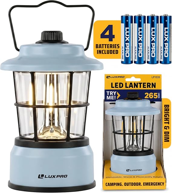 Luxpro レトロアウトドアランタン バッテリーランプ キャンプランタン Ledライト ブルー