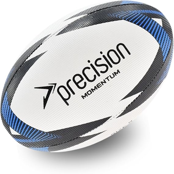 Precision Momentum Rugby Training Ball, Premium Rubber, Hand-Stitched, All-Weather Grip, Extra Strong, Ideal for Clubs and Schools