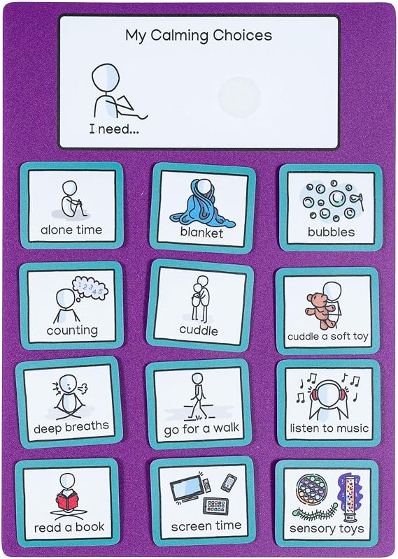 Calming & Sensory Chart, Visual Aids, ADHD Autism, Anger Management