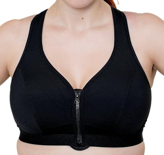 Gemm Womens Plus Size Medium Sports Bra High Impact Non Wired Zip Front Fastening UK