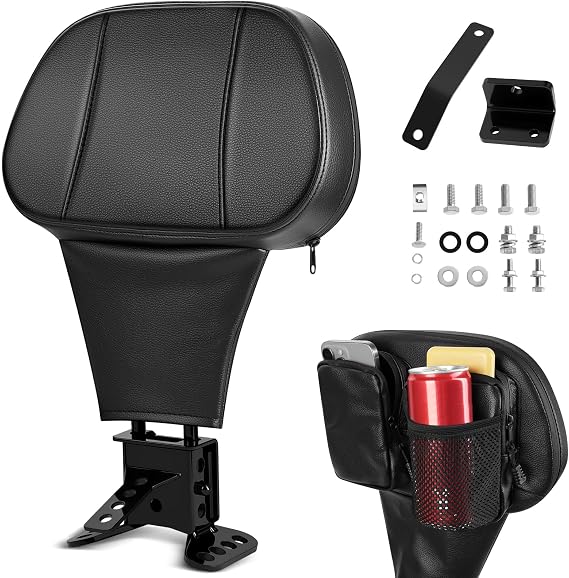 1997-2024 Adjustable Driver Rider Backrest Detachable Plug-in Motorcycle Backrest Pad for Harley Davidson Touring Street Glide Road Glide Road King Electra Glide CVO, Aunseek