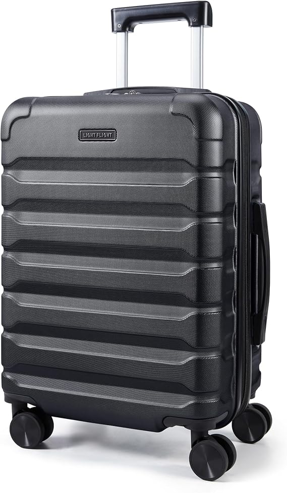 LIGHT FLIGHT Expandable Cabin Suitcase 20 Inch, ABS Carry On, 55x22x38