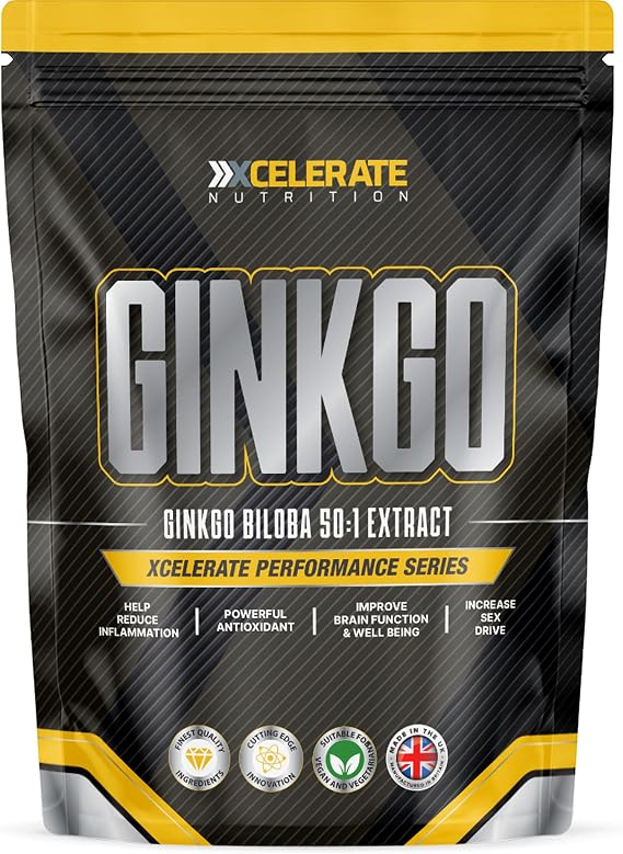 Vegan Ginkgo Biloba Tablets - Boost Memory & Mental Clarity | Energy Support | Vegan, Gluten-Free, Organic | Daily Wellness Tablet by XCelerate Nutrition (60 Tablets)