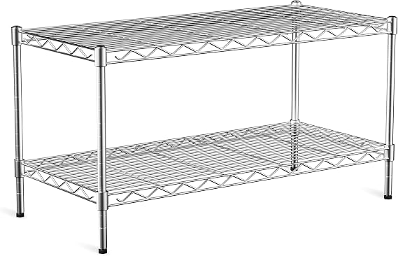 2-Tier Heavy Duty Shelving Unit,90x45x50cm(WxDxH)