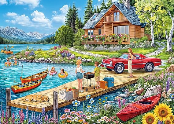 Puzzles 1000 Pieces for Adults jigsaw puzzles for adults-Holiday Estate Between Mountains and Rivers-1000 Piece Puzzle Classic Educational Games Beautiful Decoration Puzzle