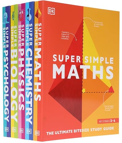 DK Super Simple Study Guide 5 Books Collection Set (Super Simple Maths, Chemistry, Physics, Biology, Psychology)