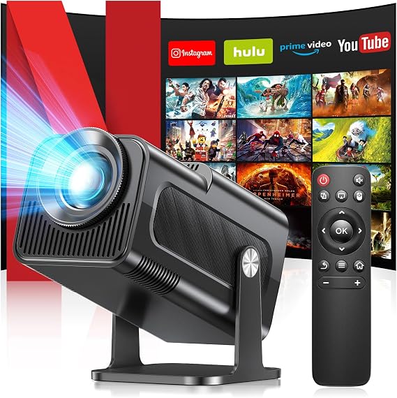 Mini Projektör Taşınabilir, 4K 1080p Full HD, Wi-Fi 6 BT5.2 Destekli, Projektör Android OS 11.0, 180° Dönebilen Taşınabilir Projektör, Android ve iOS 11.0 Ev Sineması Akıllı Projektör