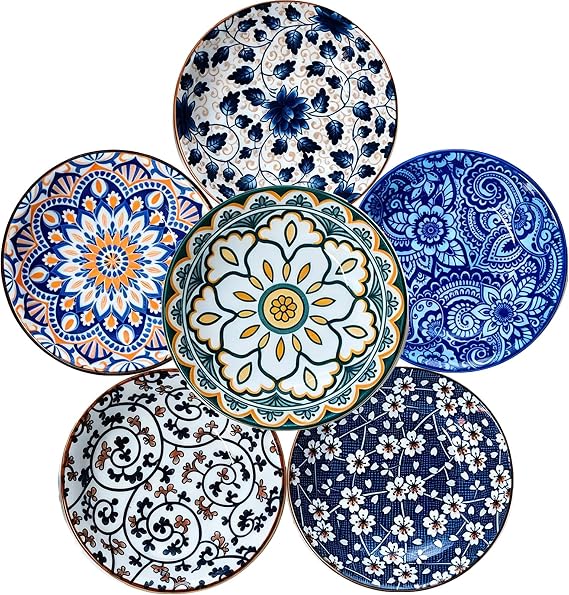 6PCS Ceramic Dipping Bowls,Sauce Dish Bowls,Small Bowl, Dipping Sauce Bowl,Small Spice Bowl for Condiments Sushi Dishes Soy Sauces Ketchup Snack Side Dishes Set of 6