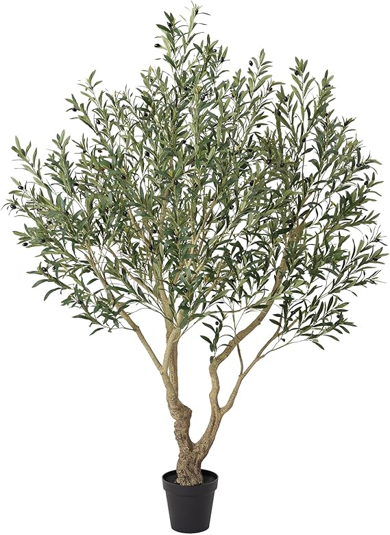 VeriNatural Artificial Olive Tree Tall Faux Plant - 210 cm Large Green Artificial Tree with 3146 Silk Leaves & 143 Fruit - Indoor Decor for Living Room Office Garden Pots, VN138